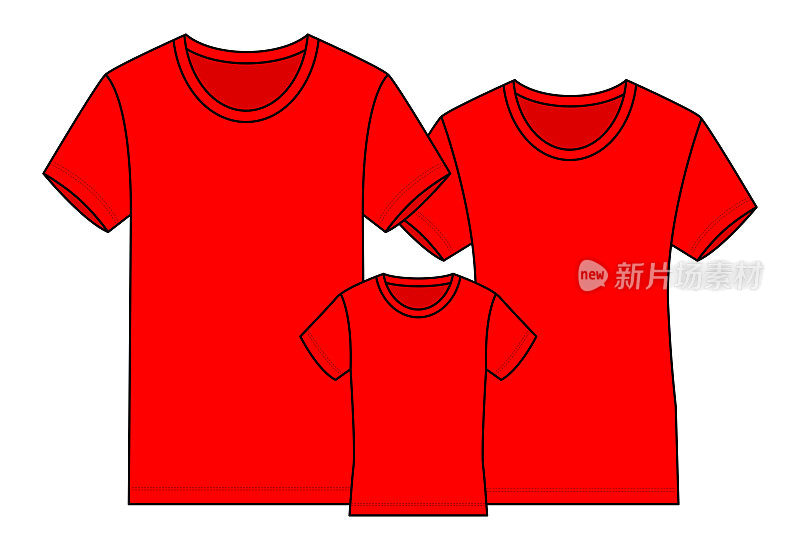 Blank Red Family T-Shirt Vector For Template